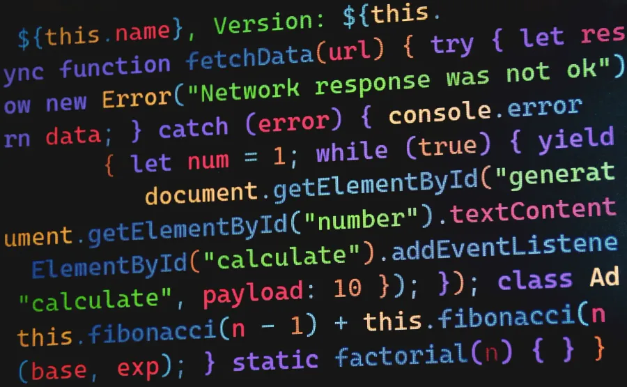 Colourful syntax-highlighted source code on a dark screen